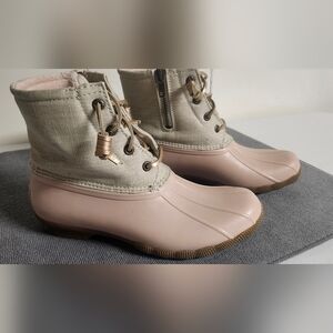 Stylish Pink and Tan Women's Sperry Boots